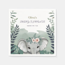 Guardanapos para Chá de Bebê do Elefante Safari Wi