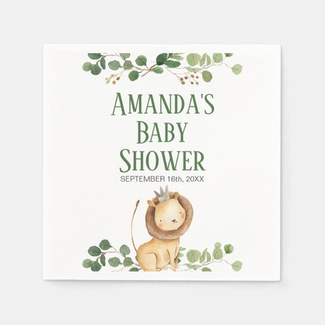 Guardanapos para Chá de Bebê do Leão Prince Greene (Frente)