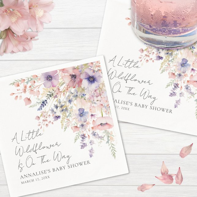 Guardanapos para Chá de Bebê Floral de Flores Silv (Wildflower Floral Baby Shower Napkins)