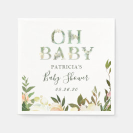 Guardanapos para Chá de Bebê Oh Baby Greenery Flor