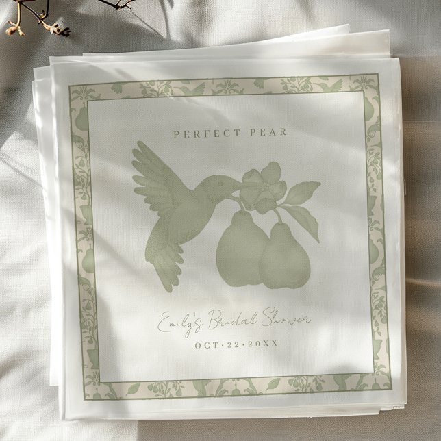 Guardanapos para Chá de Bebê Sage Green Perfect Pe (Perfect Pear Bridal Shower Napkins)
