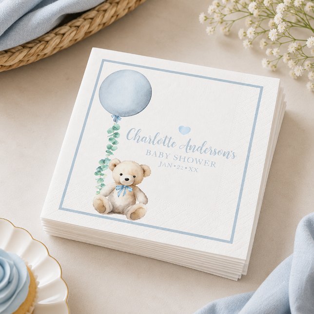 Guardanapos para Chá de Bebê Urso Azul Mal Podemos (Blue Beary Baby Shower Paper Napkins)