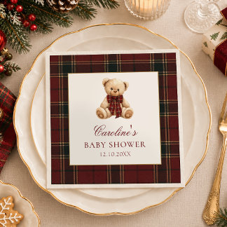 Guardanapos para Chá de Bebê Urso Teddy Xadrez Ver