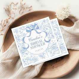 Guardanapos para Chá de Noiva com Floral Azul Chin