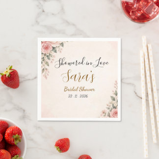 Guardanapos para Chá de Noiva Floral Rosa Claro