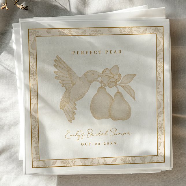 Guardanapos para Chá de Noiva Pérola Perfeita Dour (Perfect Pear Bridal Shower Napkin)