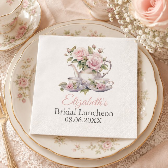 Guardanapos para Chá de Noiva Rosa Bege (Blush Pink Bridal Luncheon Tea Party Napkins)