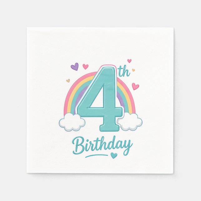Guardanapos para Festa de 4º Aniversário (Frente)