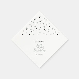 Guardanapos para Festa de 60 Anos Preto e Prata Mo