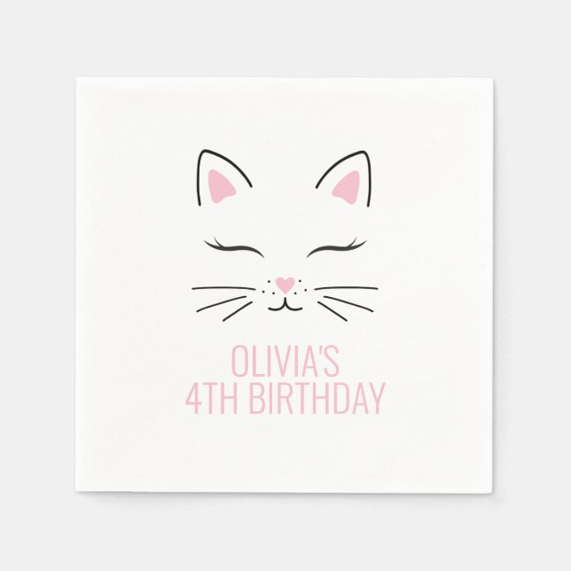 Guardanapos para festa de aniversário de gatinho r (Frente)