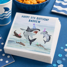 Guardanapos para Festa de Aniversário de Tubarão n