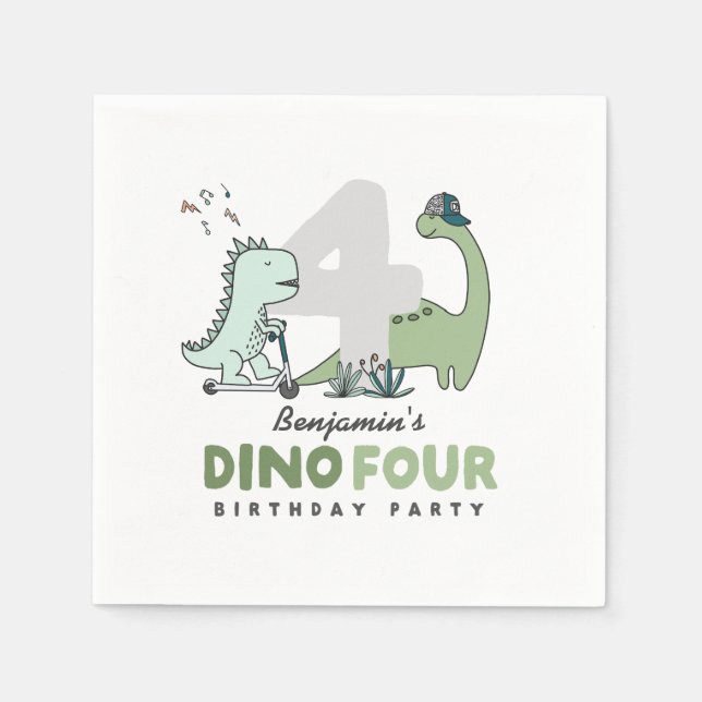 Guardanapos para Festa de Aniversário Dino Four (Frente)