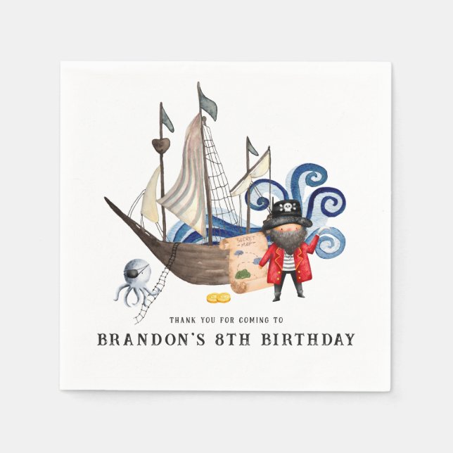 Guardanapos para Festa de Aniversário Tema Pirata (Frente)