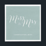 Guardanapos para Festa de Chá de Noiva Miss to Mrs<br><div class="desc">Guardanapos para festa de chá de noiva com um design de tipografia verde "Miss to Mrs." para combinar com nossos convites de chá de noiva Miss to Mrs. Este design de guardanapo pode ser encomendado com a cor de fundo de sua escolha usando o recurso de personalização. Se precisar de...</div>