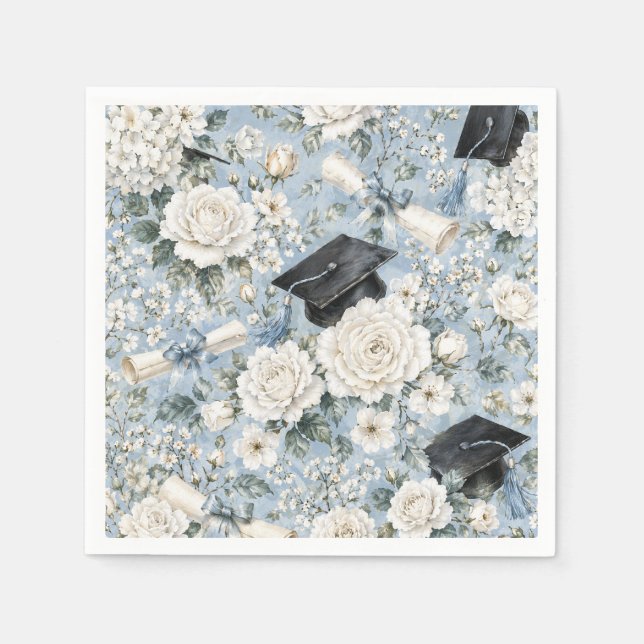 Guardanapos para Festa de Formatura Florais Azul e (Frente)