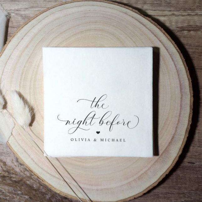 Guardanapos para Jantar de Ensaios Na Noite Antes  (The night before wedding rehearsal dinner napkins in black and white script. Personalized rehearsal)