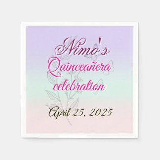 Guardanapos Pastel Botânico Quinceañera 