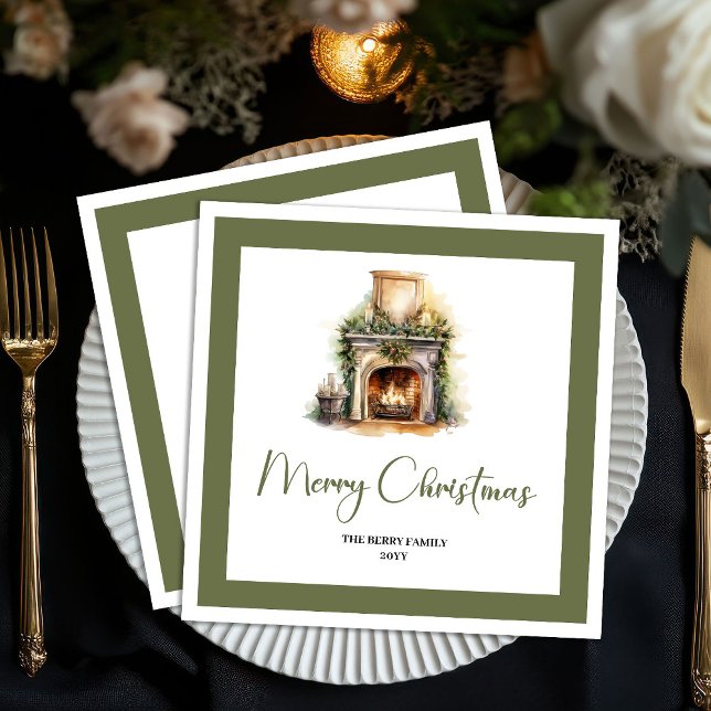 Guardanapos personalizados com árvore de Natal esc (Scandinavian Christmas Tree Personalized Napkins)