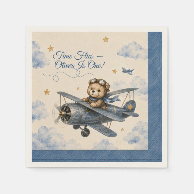 Guardanapos Personalizados de Avião para Primeiro  (Frente)
