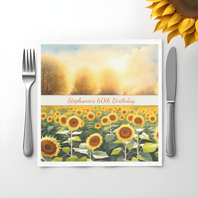 Guardanapos Personalizados de Girassol - Charme Rú (🌻 Artistry in Every Detail: Personalized Sunflower Napkins! 🎨)
