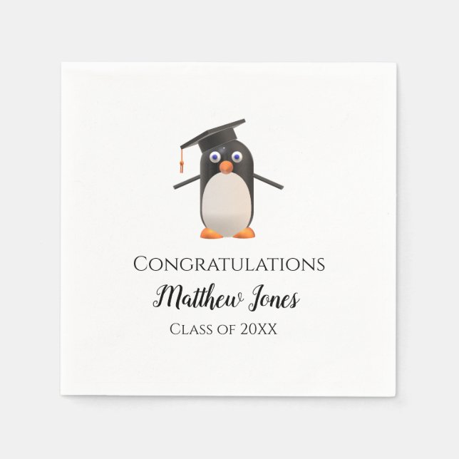 Guardanapos Personalizados de Graduação de Pinguim (Frente)