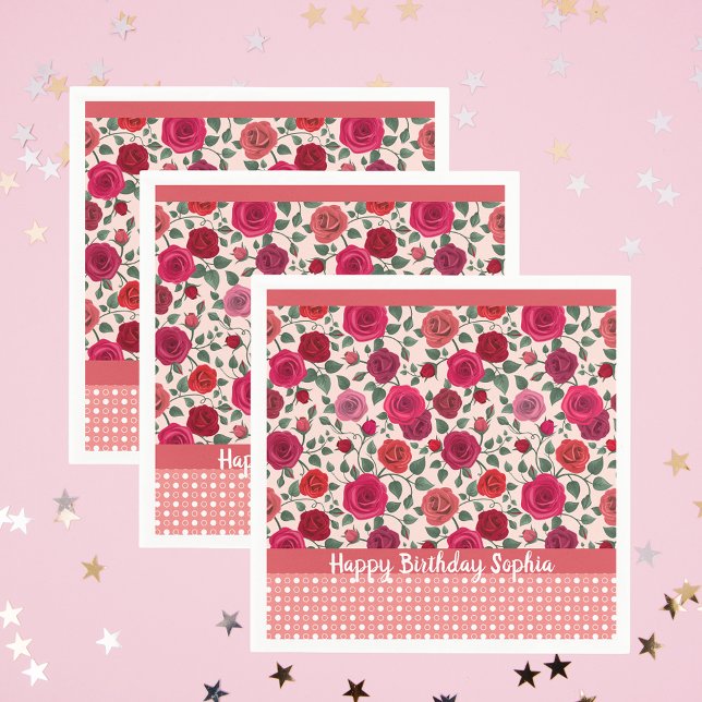 Guardanapos Personalizados Sweet Dusty Pink Roses (Criador carregado)