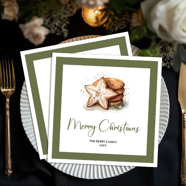 Guardanapos Pessoais de Natal Cozy Earthy Christma (Cozy Earthy Christmas Cookies Personalized Napkins)
