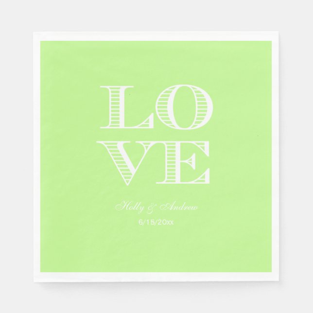 Guardanapos Pistache Verde, Branco LOVE (Frente)