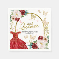 Guardanapos Quinceanera Borboleta de Vestido Verme