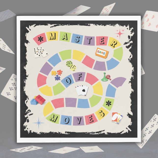 Guardanapos Retro Colorido Jogo de Tabuleiro Mestr (Celebrate the strategy expert at your table with our "Master of Moves" retro napkins!)