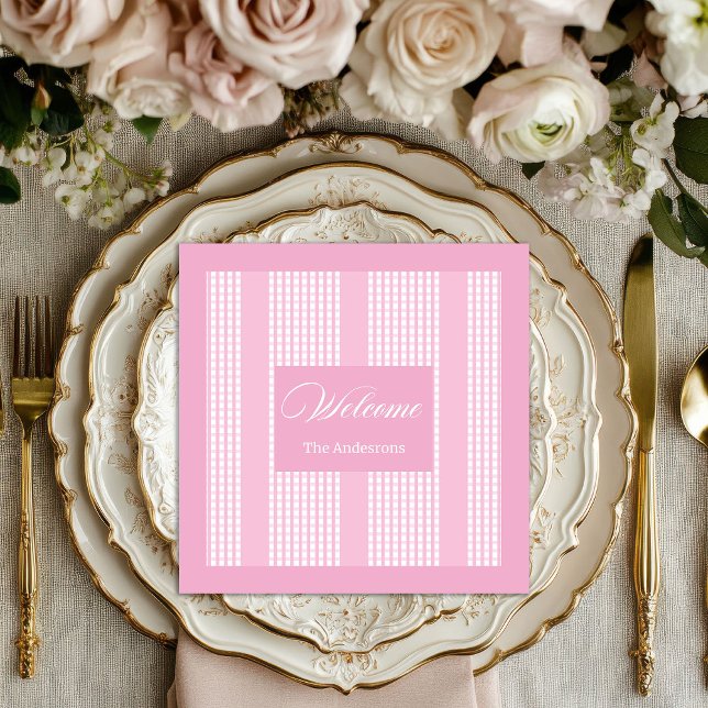 Guardanapos Rosa Personalizados Conjunto de Mesa C (Personalized Pink Napkins Chic Modern Table Set)