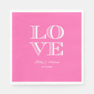 Guardanapos Rosa Quente, Branco LOVE
