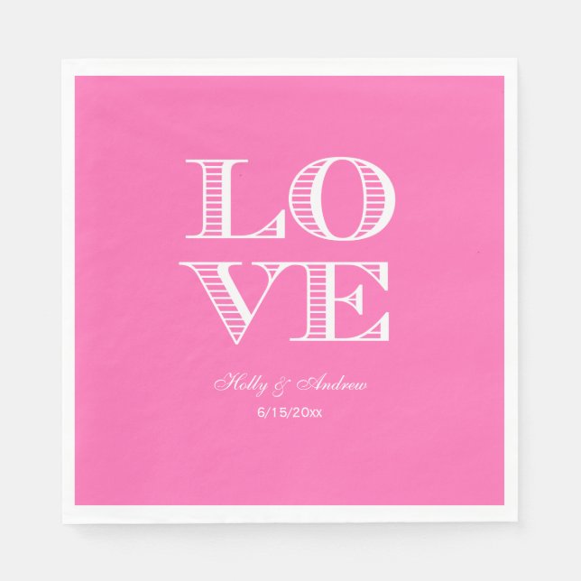 Guardanapos Rosa Quente, Branco LOVE (Frente)