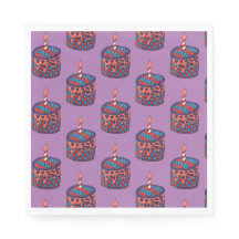 Guardanapos roxos com cupcakes