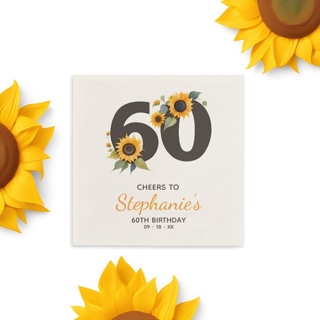 Guardanapos Rústicos para Aniversário de 60 Anos - (🌻 Rustic Elegance: 60th Birthday Napkins! 🌼)