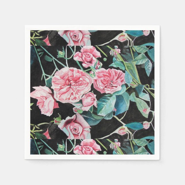 Guardanapos Serviette Florais Rosa Pink Shabby Chi (Frente)