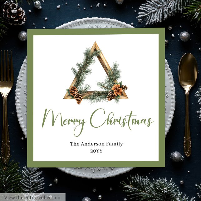 Guardanapos Simples Boho Rústicos de Natal (Simple Boho Rustic Christmas Wreath Napkins)