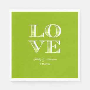 Guardanapos Verde Maçã, Branco LOVE