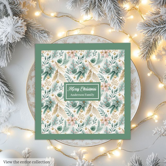 Guardanapos Verde Pastel Personalizados Decoração  (Pastel Green Napkins Personalized Christmas Decor)