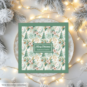 Guardanapos Verdes de Dill Luxo Floral Natal