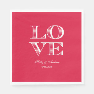 Guardanapos Vermelho Escarlate, Branco LOVE