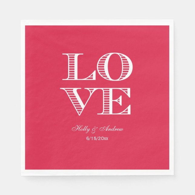 Guardanapos Vermelho Escarlate, Branco LOVE (Frente)