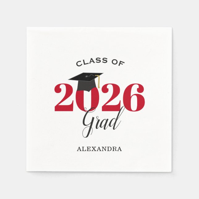 Guardanapos Vermelhos Modernos para Graduados da T (Frente)