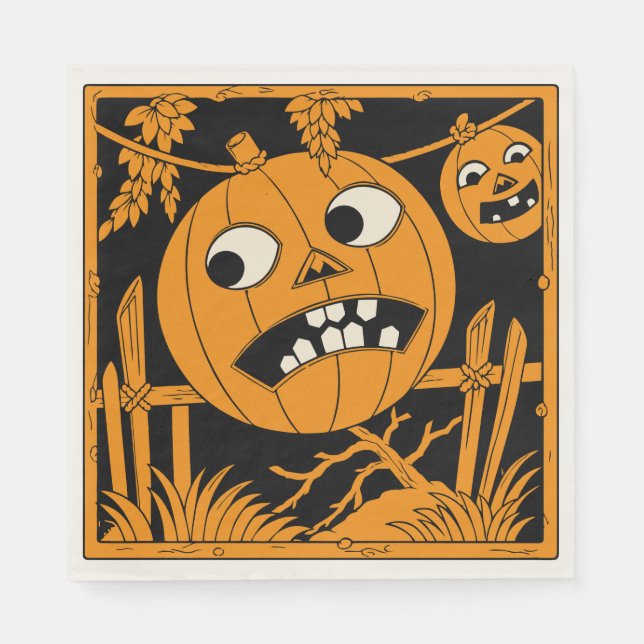 Guardanapos Vintage Halloween Jack O'Lantern (Frente)