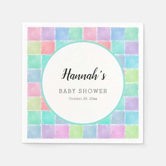 Guardanapos Xadrez Pastel Blocos de Chá de Bebê (Frente)