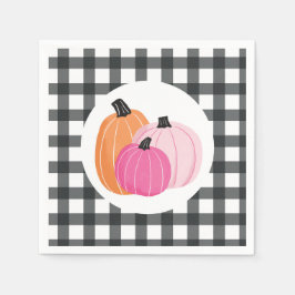 Guardanapos Xadrez Preto Abóboras Rosa Halloween