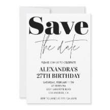 Guardar a data 27.o convite de aniversário Black W