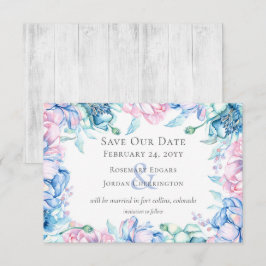 Guardar a Data Cartão Floral Aquarela e Madeira Rú