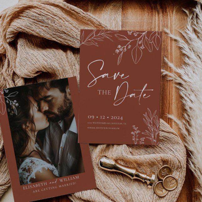 Guardar a Data do Convite Terracotta Floral (Criador carregado)