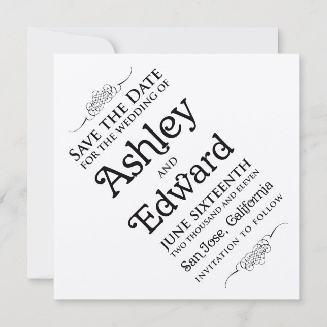 Guardar Inclinado Convite de Data (Frente)